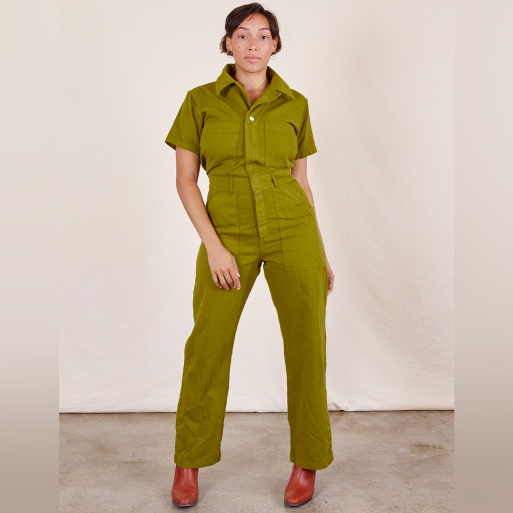 Big Bud Press Short Sleeve Jumpsuit - Olive Green - S